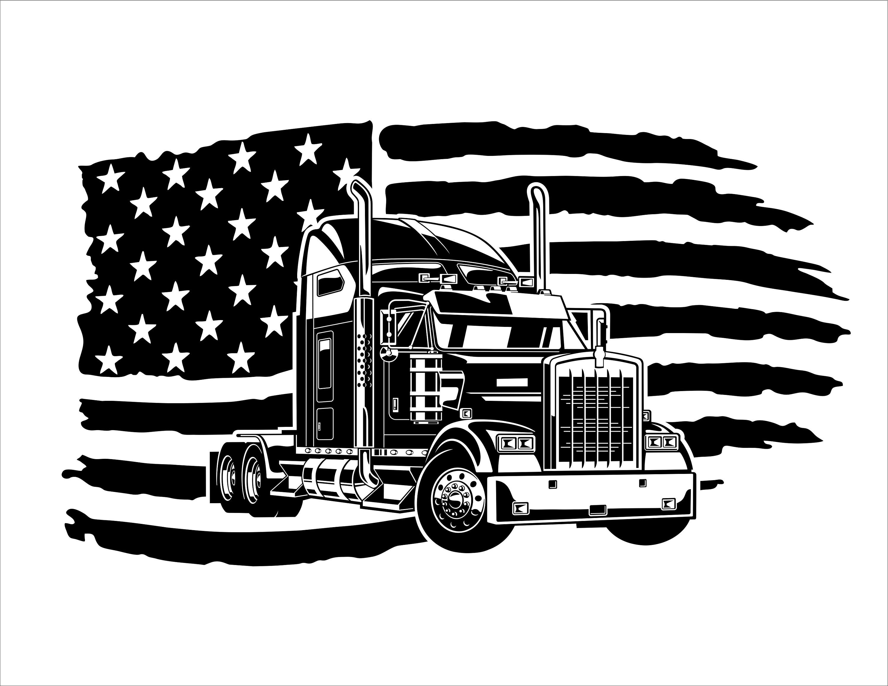Classic American Semi Truck SVG Bundle. Trailer Isolatet and Different ...