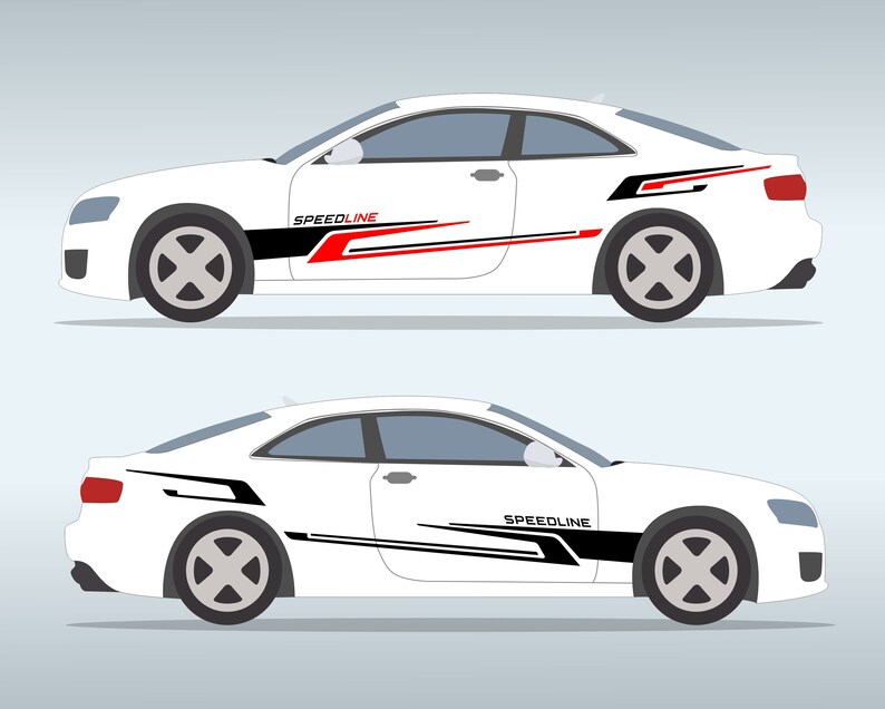 Car Side Door Sticker Stripe SVG Bundle. Universal Set for Print or Cut