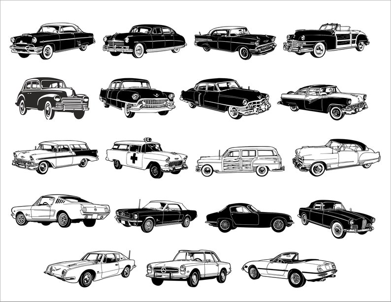 Cars SVG Bundle. Vector Clipart Collection in Hand Drawn Style. for