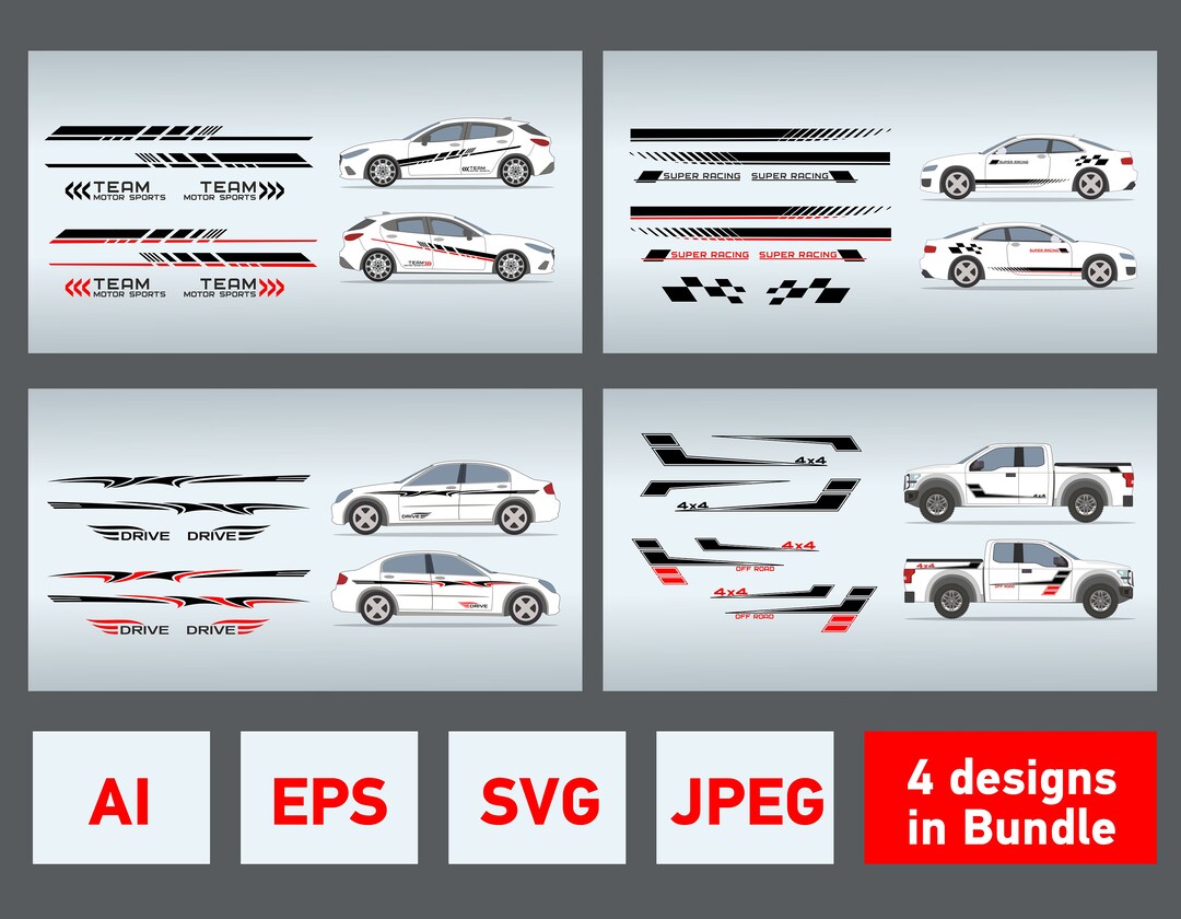 Car Side Door Sticker Stripe SVG Bundle. Suitable for Printing or