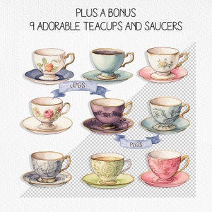 Digitaler Download entzückende ANIMAL Tea PARTY CLIPART Sammlung Bundle 12 "X12" Seiten Wasser Farbe Kinder Teetasse Clipart
