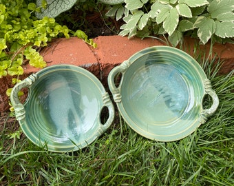 Handmade copper splash low handled serving bowl, medium