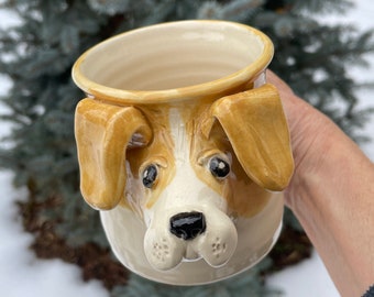 Handmade beagle mug - pottery second