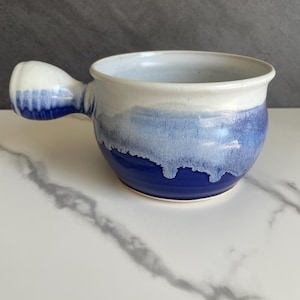 Handmade Blue Glacier Splash Ceramic Ramekin – Soup Bowl Mug