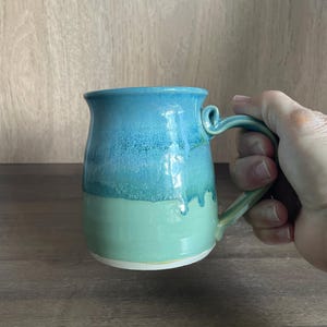 Unique Copper Green Ceramic Mug with Artistic Splashes