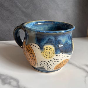 Handmade Sun Moon and Stars Mug – Celestial Pottery Coffee Cup, Hand Sculpted Ceramic