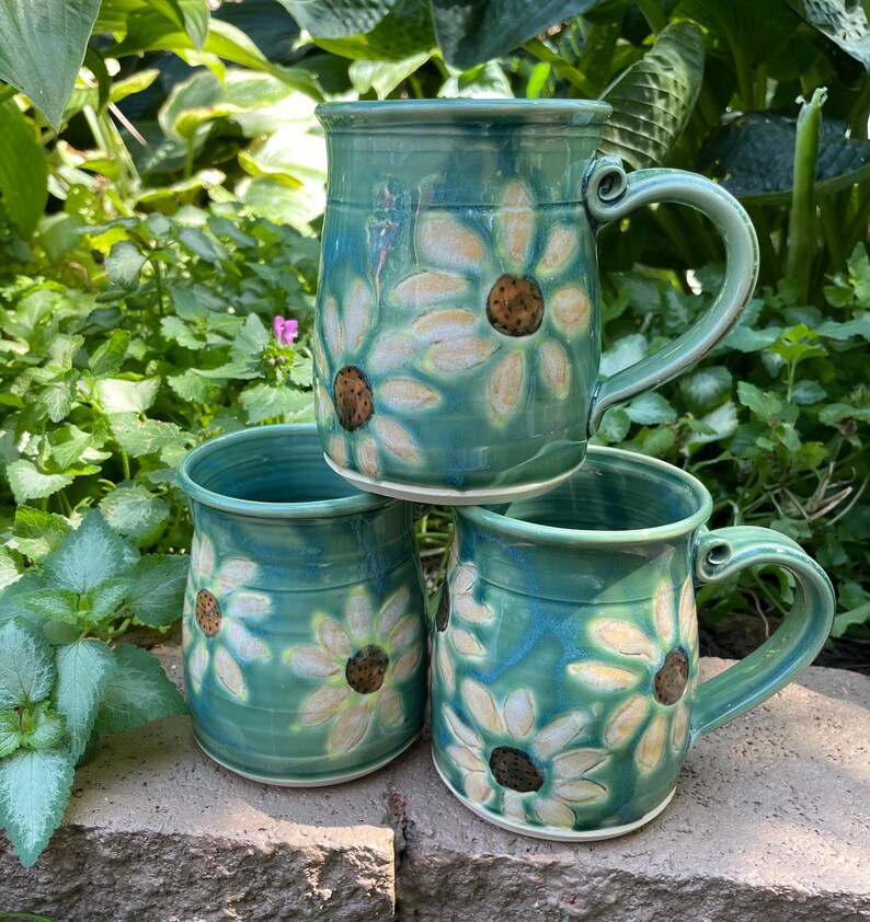 Handmade Fall flower mug image 1