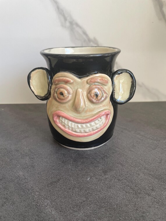 Rascally Handmade Monkey Mug – Quirky Ceramic Cup with Big Grin