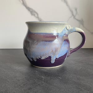Unique Purple Swirl Mug: Handmade Pottery Perfection for Tea or Coffee Lovers