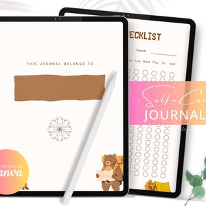 Self-Care Planner Canva Template, Canva Template Pack, Beauty Planner, Canva planner templates, Self-care coach workbook, self-love template