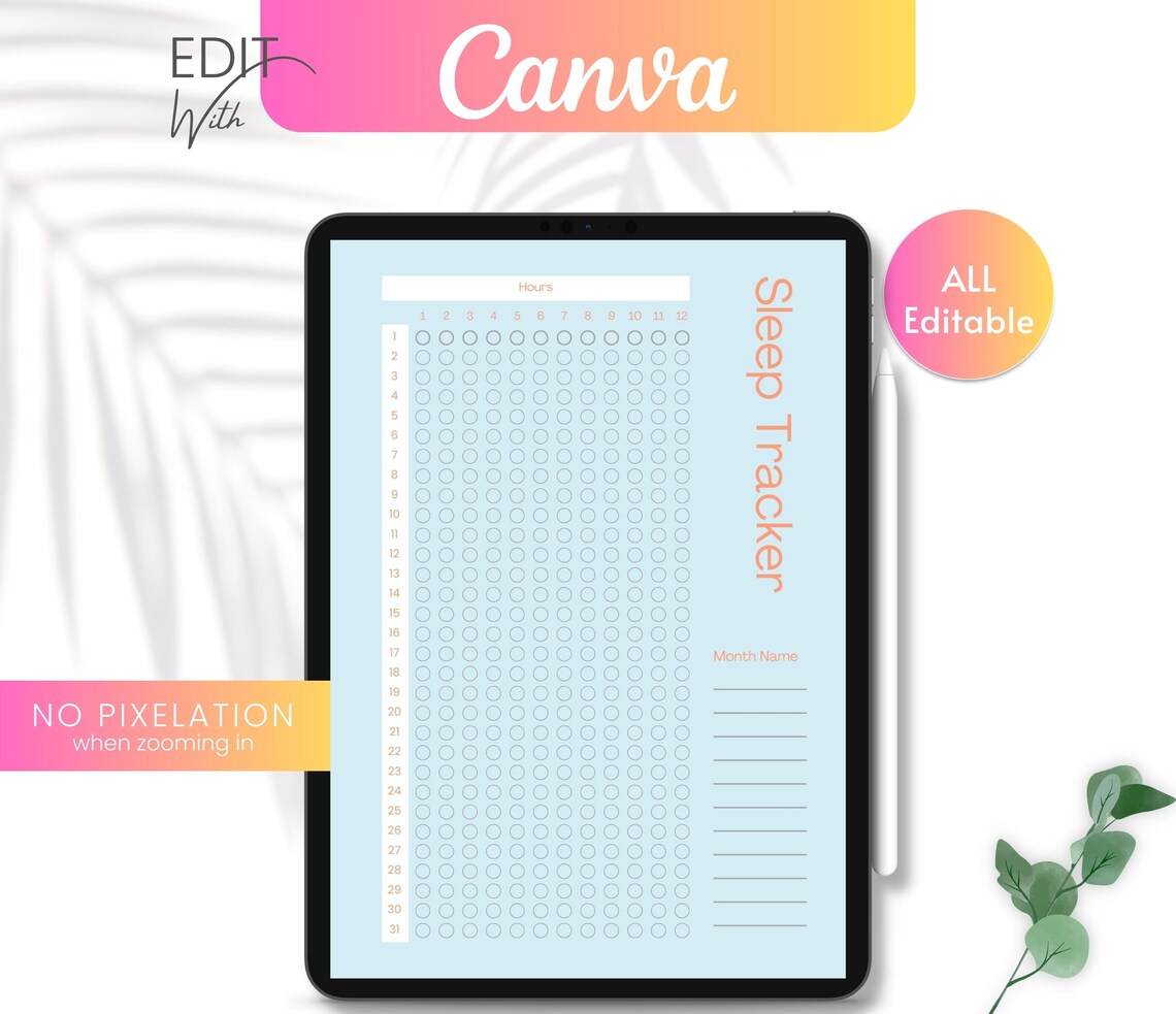 Canva Editable Sleep Tracker Planner, Digital Printable SIMPLES Sleep ...
