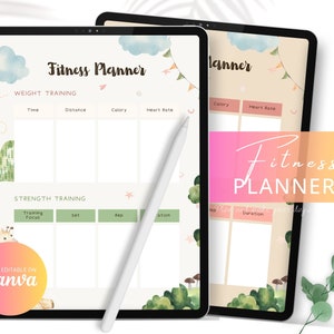 Ultimate Fitness Canva Planner Template, 2023 Editable Fitness Planner Bundle, Fitness Planner For Women, 2023 Weight Loss Journal & Planner