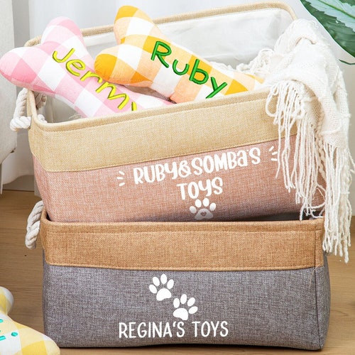 Personalized Dog Toy Box Toy Basket Pet Storage Custom Etsy