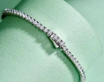 Wedding Diamond Bracelet, 14K White Gold Plated, 3.15 Ct Round Diamond Bracelet, Bracelet For Women's, Birthday Gift, Mother's Day Gift
