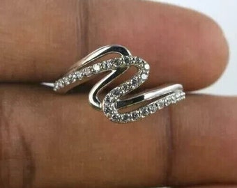 Women's Zig Zag Diamond Ring, Engagement Wedding Diamond Ring, 14K White Gold, 1.81 Ct Round Diamond Ring, Mother's Day Gift, Birthday Gift