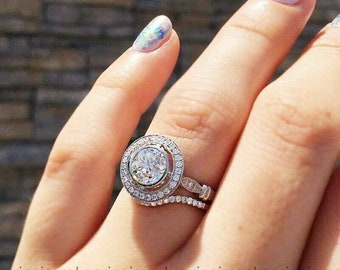 Delicado anillo de plata de ley 925, conjuntos de anillos, conjunto de anillos nupciales de boda, anillo de compromiso, conjunto de anillos de diamantes bonitos, conjunto de anillos de aniversario para mujeres