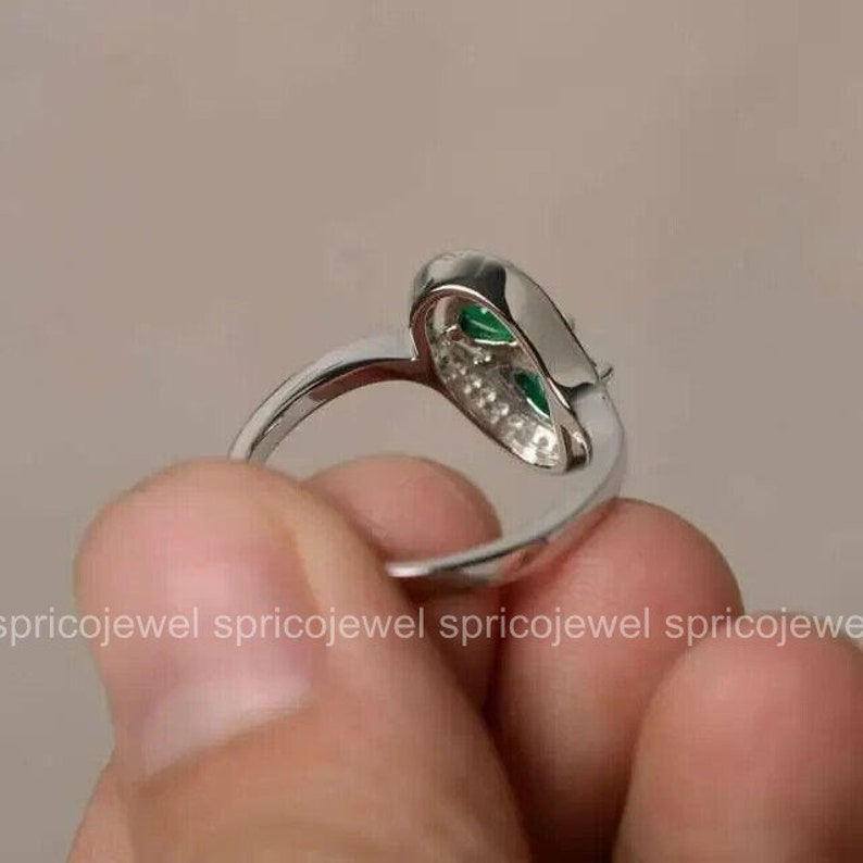 Edelsteenring, trouwring voor dames, 14K witgoud, 2,3 ct peer geslepen smaragdgroene ring, bypass-ring, verjaardagscadeau, Moederdagcadeau afbeelding 4