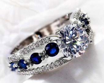 Engagement Ring, Women's Anniversary Ring, Women's Diamond Ring, 2.1 Ct Round Simulated Diamond Ring, Wedding Ring, Women's Jewelry, Custom