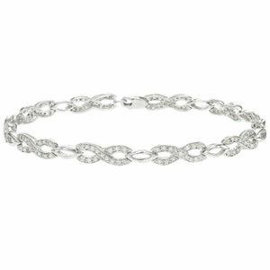 Pulsera Infinity de diamantes, pulsera de diamantes redondos de 1,91 ct, pulsera de diamantes de compromiso, oro blanco de 14 k, regalo de cumpleaños, regalo de aniversario imagen 1