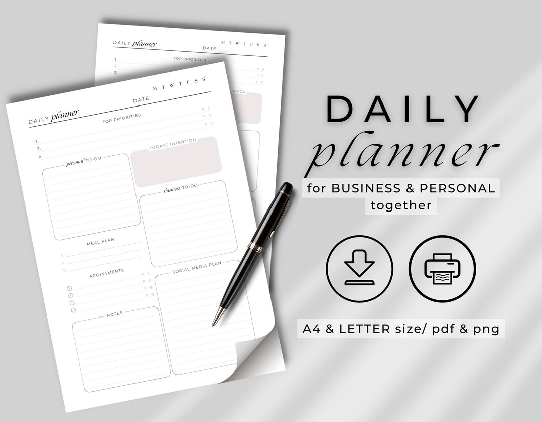 Planner for Work and Personal Business Daily Planner to Do Etsy