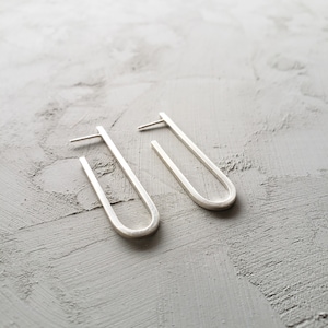 U Shape Hoop Earrings, Sterling Silver 925, Handmade, Geometric Design.
