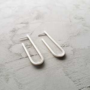 U Shape Hoops, Sterling Silver 925, Handmade, Geometric Design. image 2