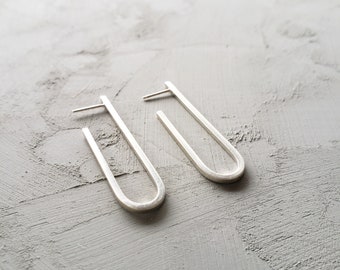 Arch Sterling Silver Hoops | Minimalist Handcrafted Earrings | Architectural Jewelry | Gift for Her.