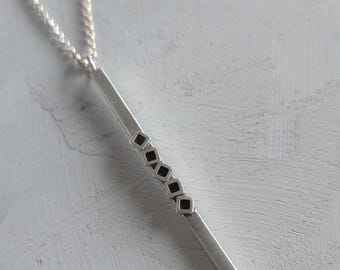 Bar Sterling Silver Necklace | Handcrafted Minimalist Pendant | Architectural Jewelry | Unisex.