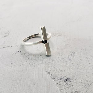 Bar Ring, Sterling Silver 925, Handmade, Minimal Modern Design.