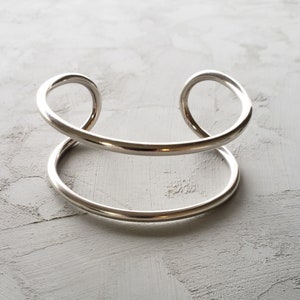 Cuff Bracelet, Sterling Silver 925, Handmade, Arch Cuff, Modern Minimal Design image 1