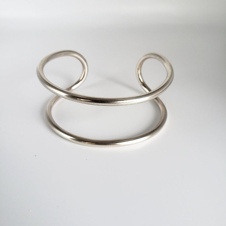Cuff Bracelet, Sterling Silver 925, Handmade, Arch Cuff, Modern Minimal Design image 2