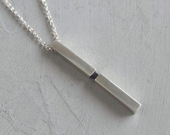 Minimalist Sterling Silver Necklace | Handcrafted Bar Pendant |  Architectural Jewelry | Unisex Design.