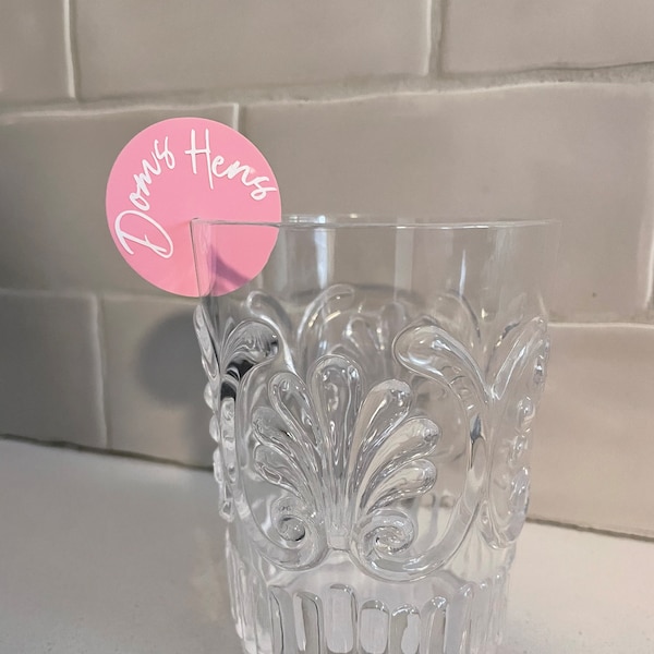 Acrylic Drink Tags (10 PACK) | Personalised Drink Toppers | Wedding | Engagement Party Custom Colours and Names | Wine Glass Drink Tag
