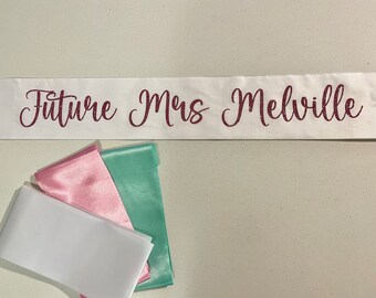 Bride Sash | Future Mrs | Bridal Party | Personalised Drink Toppers | Wedding | Custom Name and Colours | Hens | Bridal Party