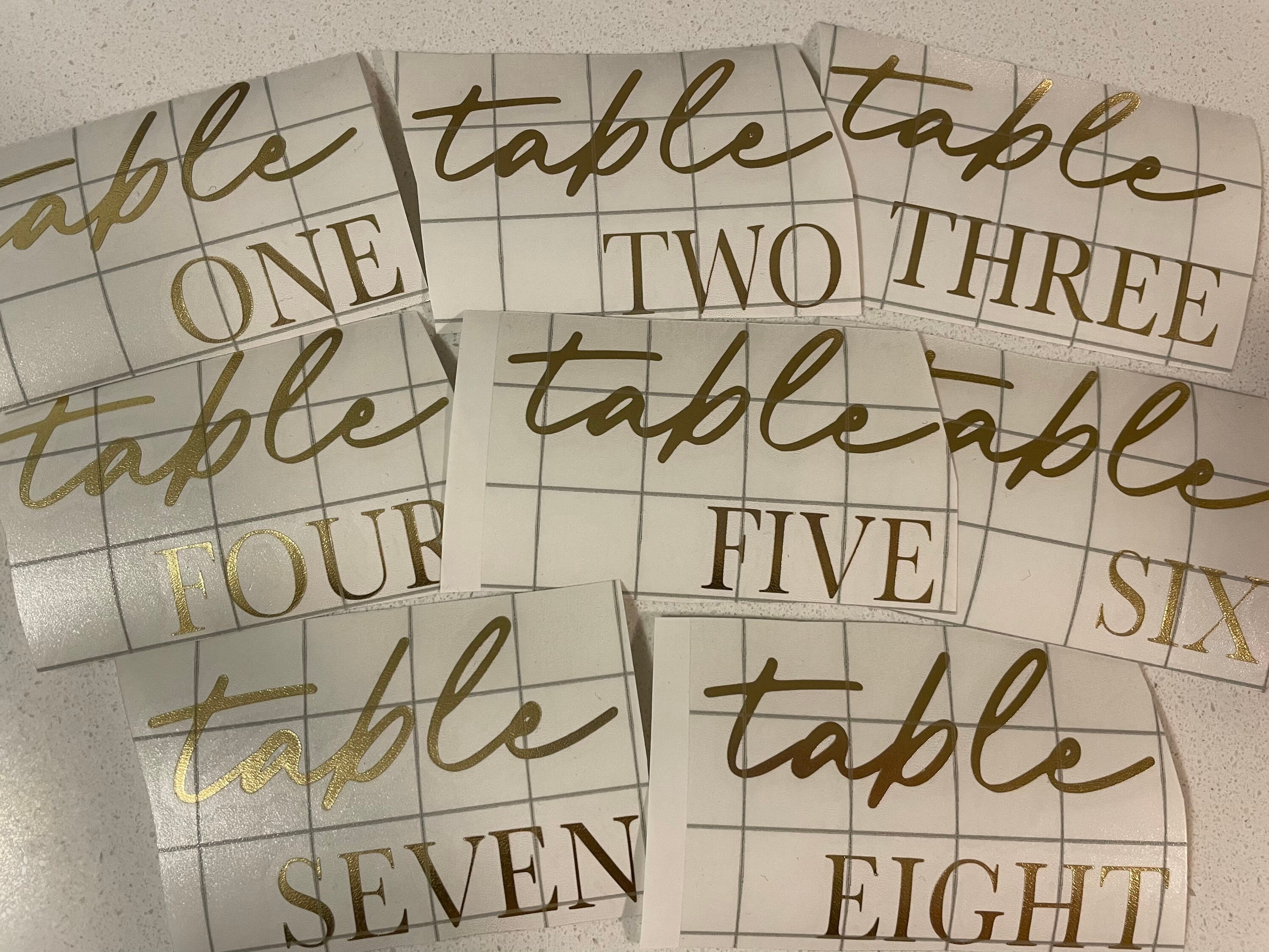 Table Number Decals | Weddings | Engagement Party Personalised Vinyl ...