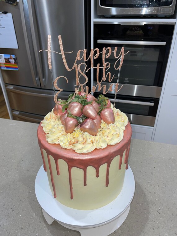 Custom Cake Toppers Glitter Cardstock Cake Toppers Happy Etsy