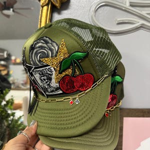 Edgy trucker Hat Chenille Patch Western Iron On coffee lover Hat Sarcasm sparkle Custom Trucker Hat image 3