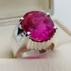 Rare 25 Carat Fresh Pink Topaz Ring Sterling Silver 925 Handmade Beautiful Pink Topaz Ring, Gift for her, Anniversary Gift