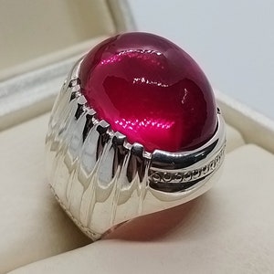 Rare Cabochon Deep Red Ruby Ring Sterling Silver 925 Anari Yaqoot Handmade Mens Ring High Quality Ruby Ring, Gift for him