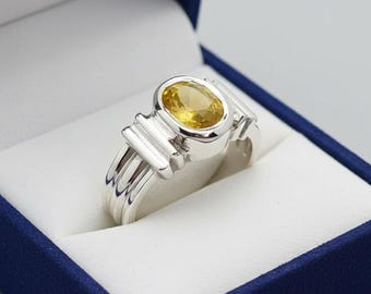 High Quality Real Yellow Citrine Ring Sterling Silver 925 November Birth Stone Citrine Deep Yellow Citrine Ring