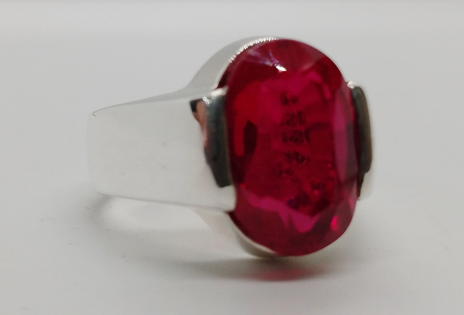 Oval Cut Deep Red Ruby Mens With Sterling Silver 925 Handmade Yaqoot ...