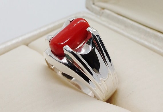 NEW Coral Mans Ring, Natural Red Coral Ring, Unisex Ring, Silver Jewelry,  925 Silver Ring, Birthday Gift, Heavy Mens Ring, Arabic Design, Ottoman  Style Ring, Christmas, Turkey Mens Signet Ring - Walmart.com
