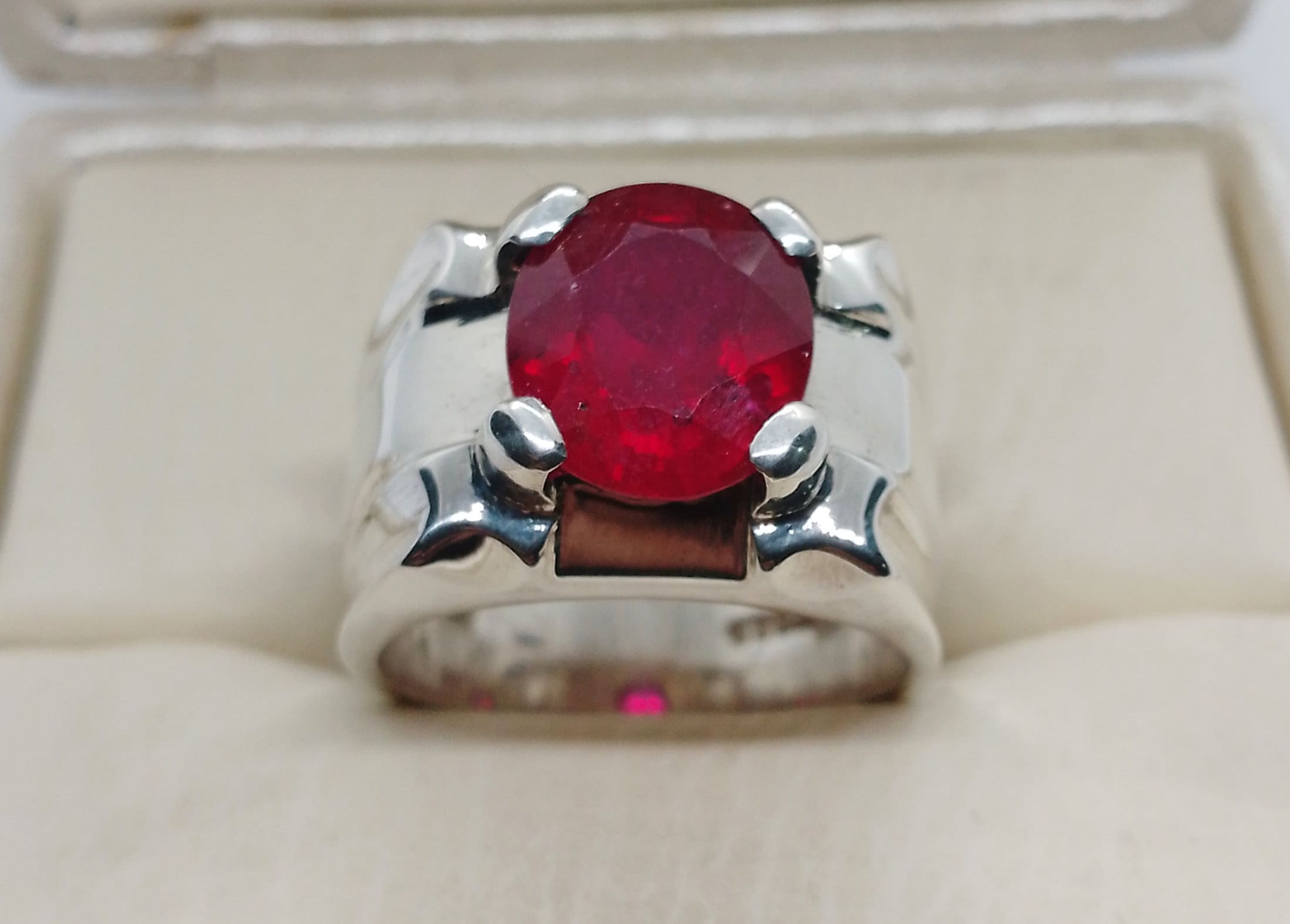 Natural 4 Carat Deep Red Ruby Ring Sterling Silver 925 Yaqoot Handmade ...