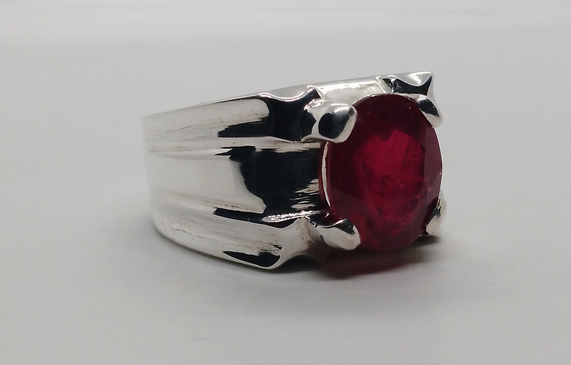 Natural 4 Carat Deep Red Ruby Ring Sterling Silver 925 Yaqoot Handmade ...