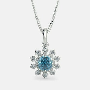 Round Cut Blue Topaz Sterling Silver 925 Handmade Necklace Quality  Blue Topaz Necklace For Women, Gift for her, Elegant Topaz Necklace