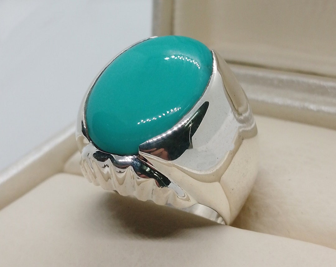 25 Carat Rare Big Turquoise Sterling Silver 925 Real Husaini Feroza ...