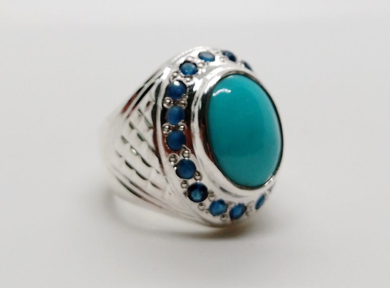 12 Carat Natural Turquoise Sterling Silver 925 Real Neshapuri Feroza ...