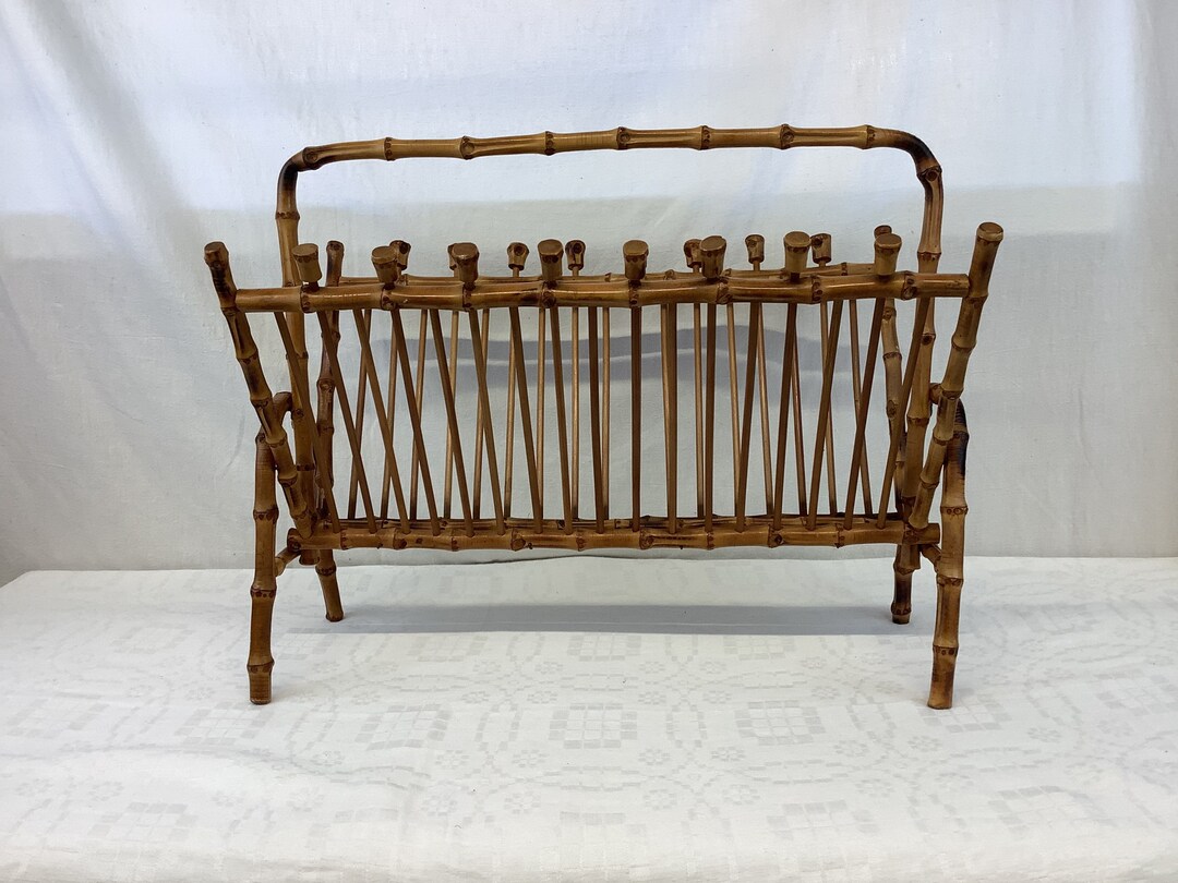 Vintage Bamboo Magazine Rack Etsy