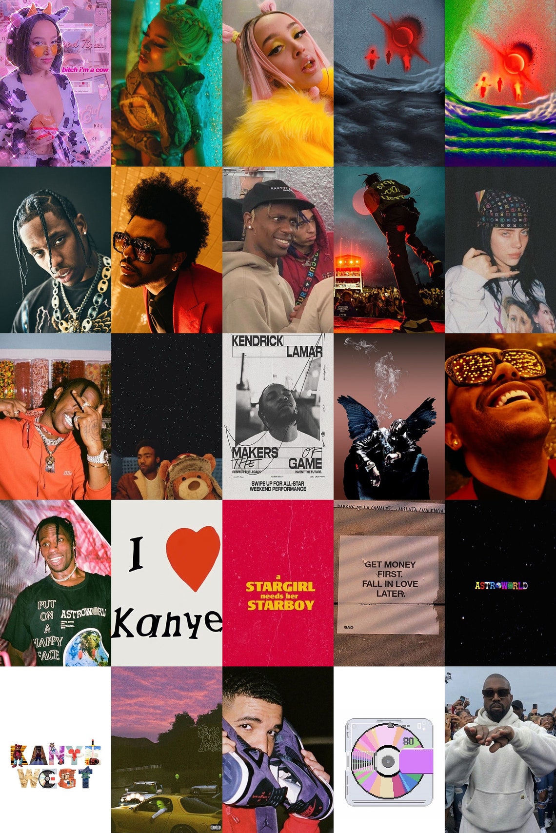 134 Rapper Wall Collage Kit, Rapper Collage Kit, Rapper Aesthetic Collage Kit, Rapper Aesthetic