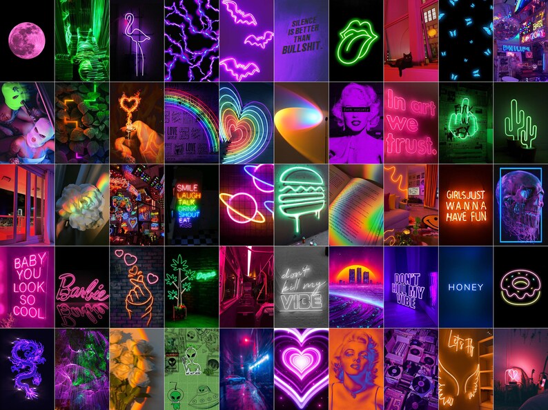 230PCS Neon Vibe Wall Collage Kit neon Room Decor neon Wall Etsy